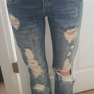 Distressed Hollister jeans.
